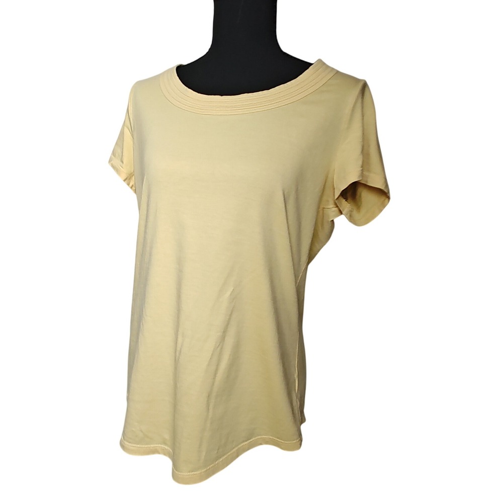 Coldwater Creek Butternut Yellow Supima Cotton Short Sleeve Tee Size M - Picture 2 of 6